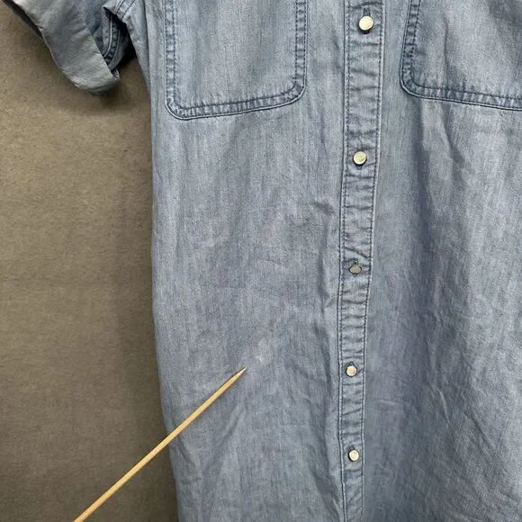 Lauren Ralph Lauren Denim Shirt Dress 4 Belted Short Sleeve Button Front Pockets - Picture 13 of 13